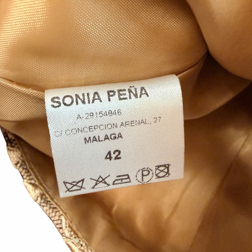 Sonia Peña Gold Brocade Corset Top Lace Up Back Bustier Floral Formal EU 42 (10) - Picture 2 of 13